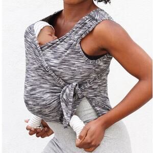 NESTING DAYS Newborn Carrier Top Tank Shirt  Zebra Print Heather Gray- Sz L